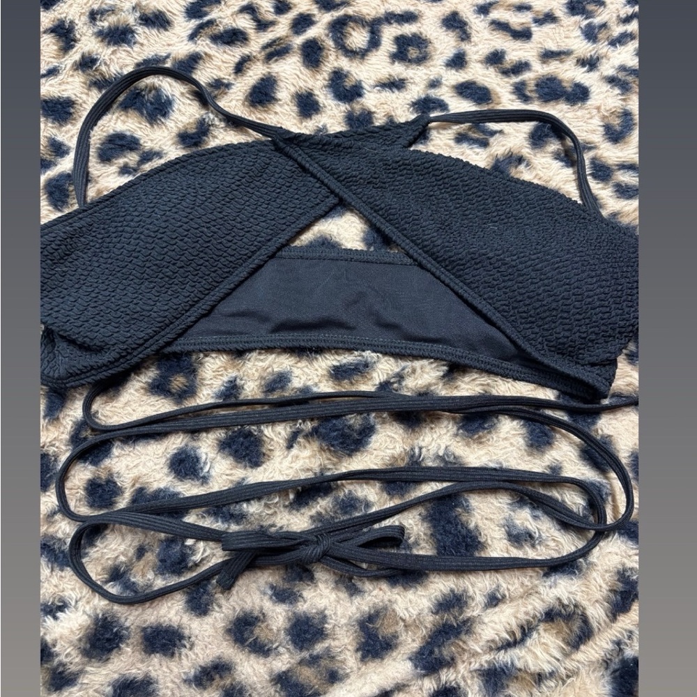 Black Textured Bikini Top
